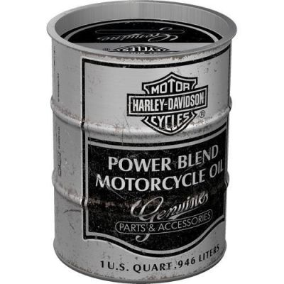 Harley Davidson Skarbonka Metalowa Motor Oil Beczka Puszka Szara